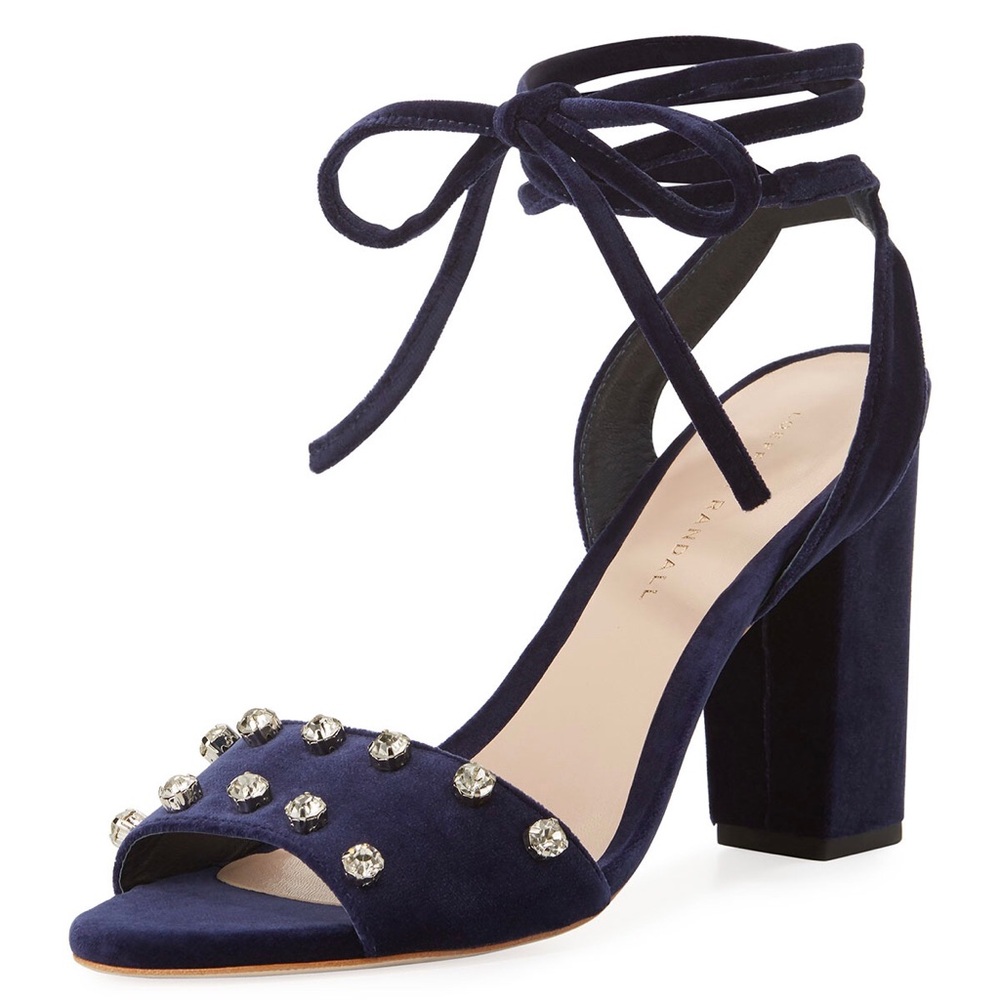 Loeffler Randall Elayna Heels Blue Velvet Crystal Studded Size 9.5 NWOT